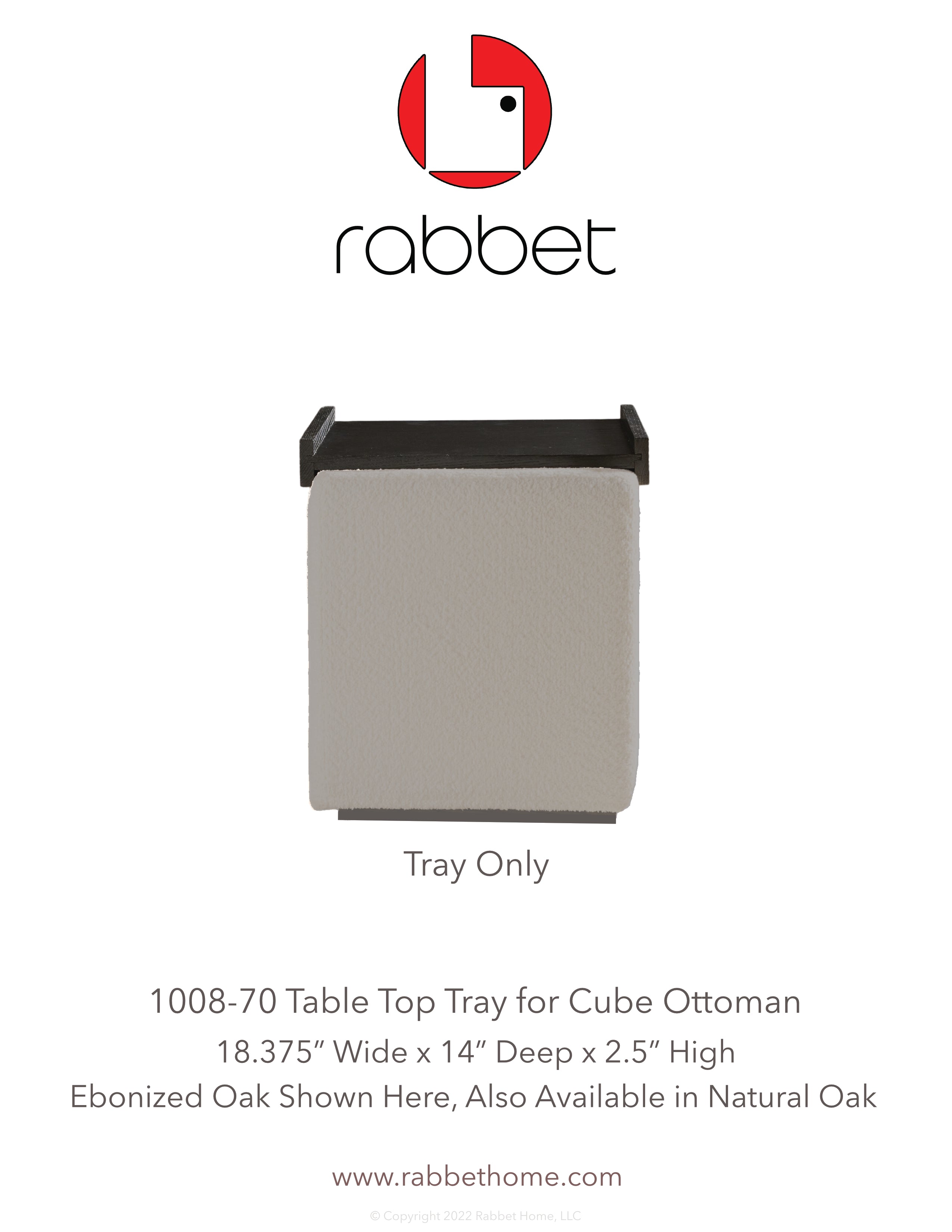 Tear sheet for the Rabbet Home 1008-70 Ebonized Oak Table Top Tray