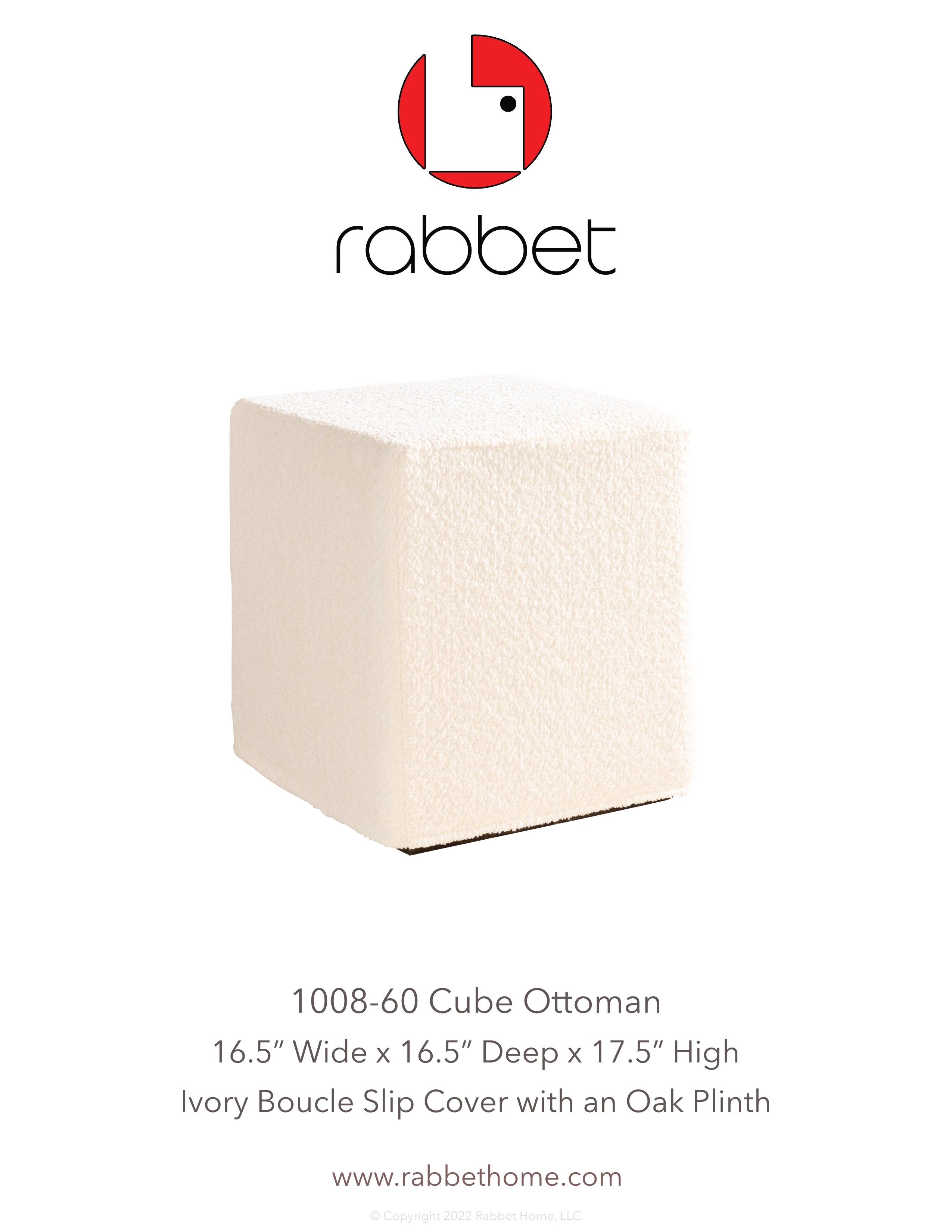 Rabbet Home 1008-60 Cube Ottoman Tear Sheet