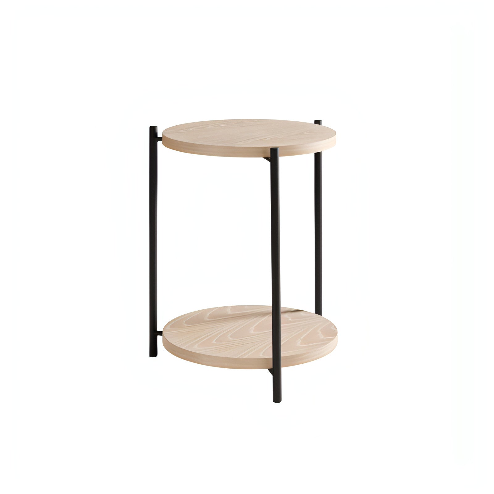 Rabbet Home 1004-10 Drinks Table Pearl Oak Tops Gunmetal Black Legs Silo