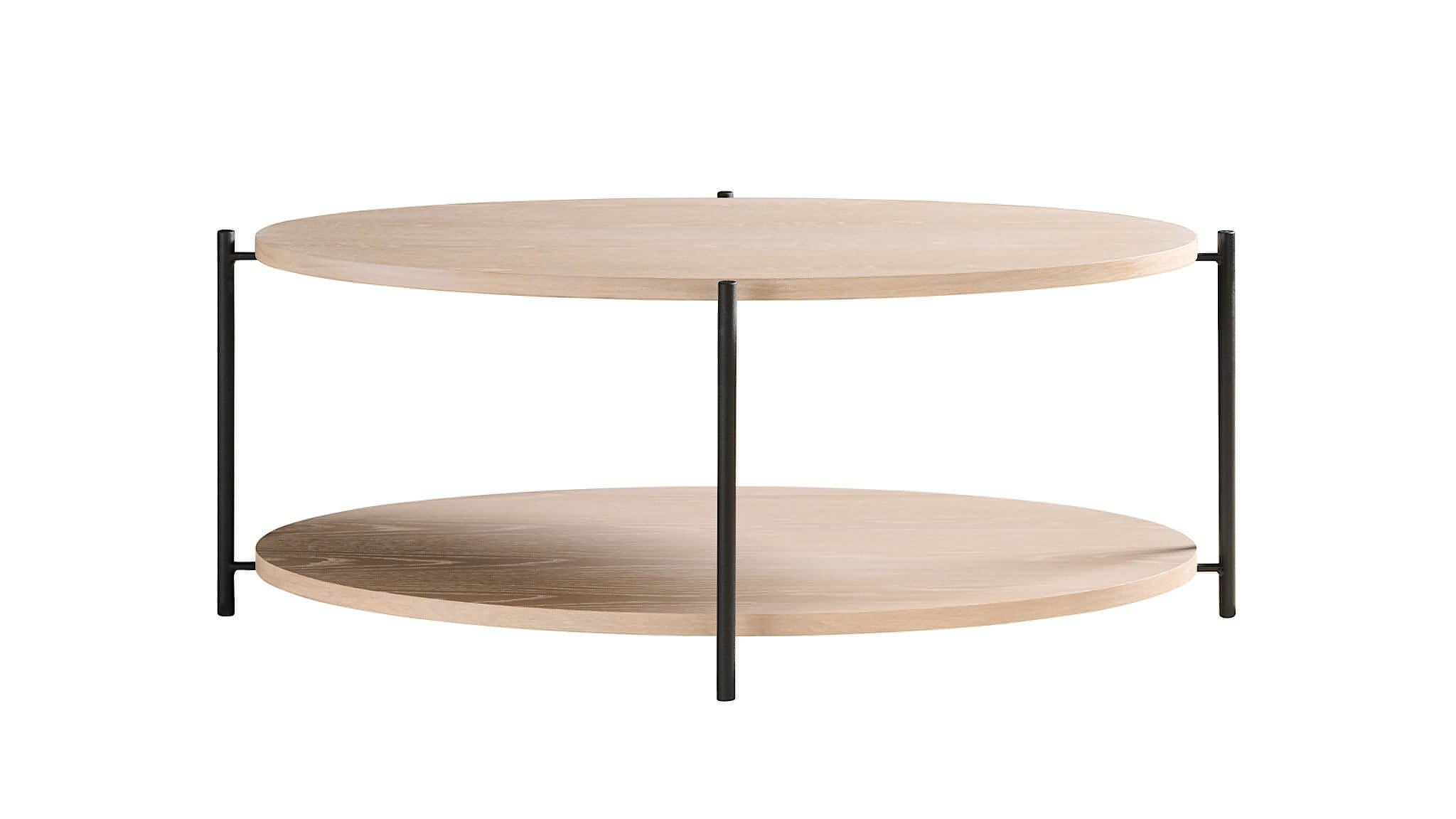 Rabbet Home 1004-20 Cocktail Table Pearl Oak Tops Gunmetal Black Legs Silo 2
