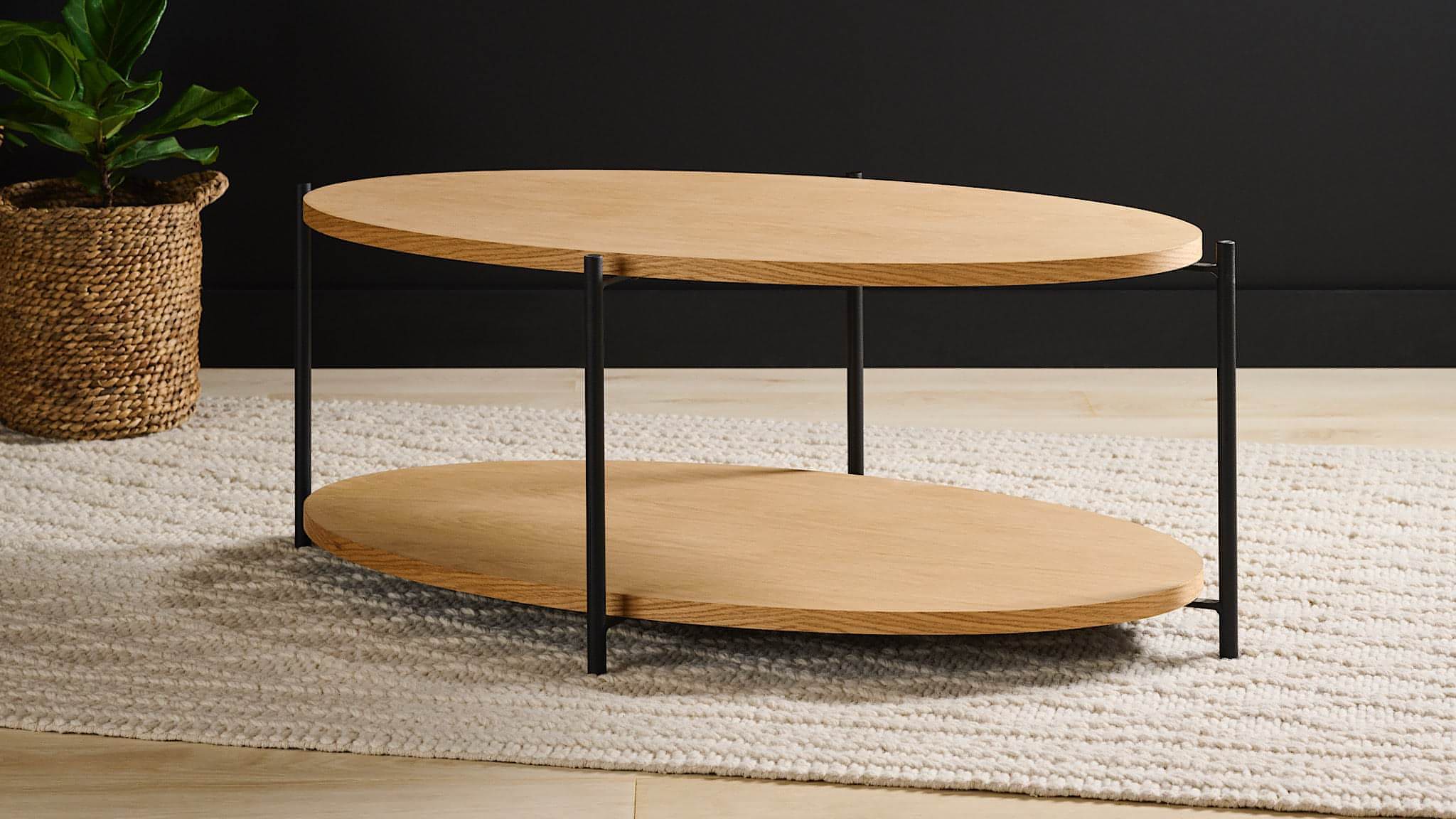 Rabbet Home 1004-20 Cocktail Table shown in tung oil oak finish, image number 1.