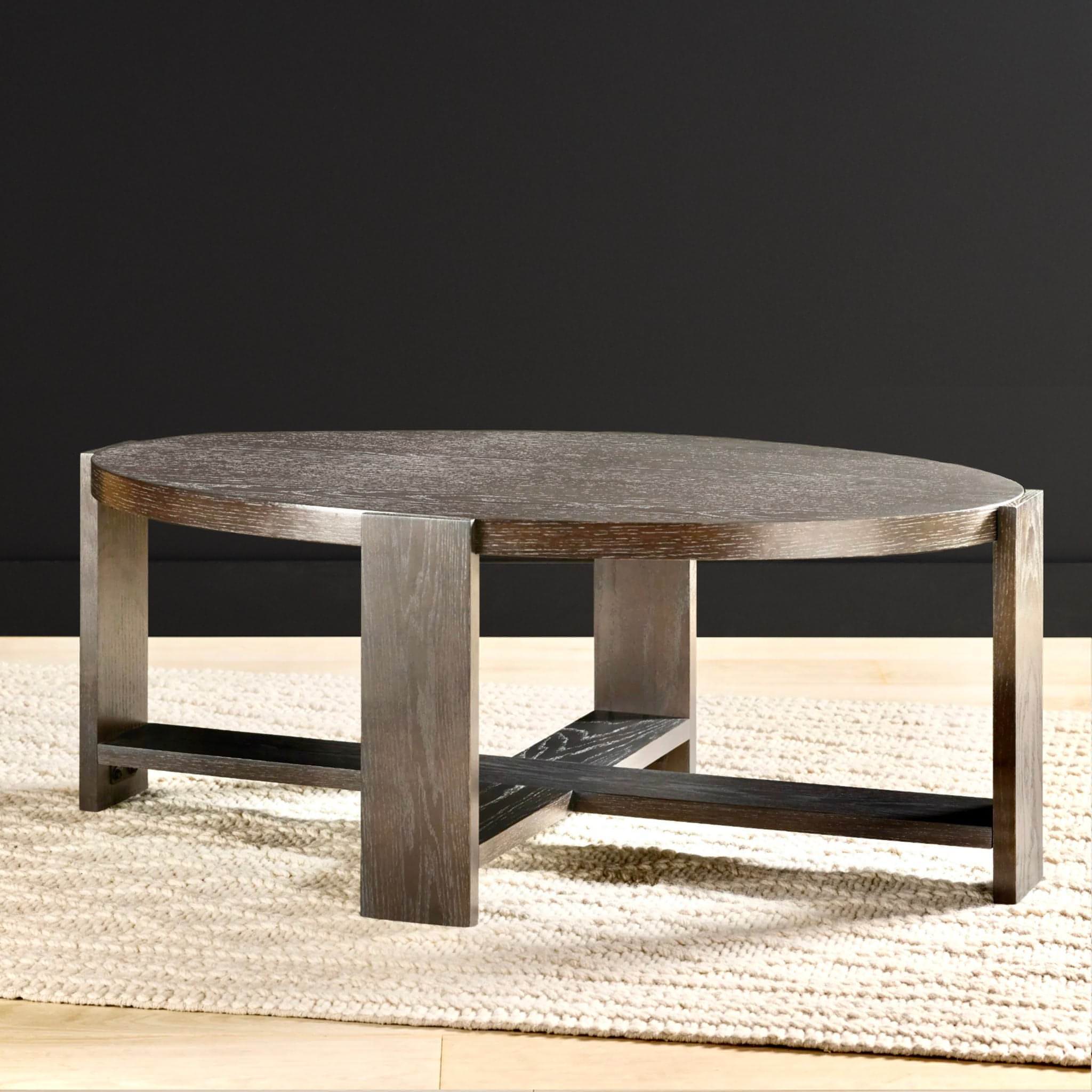 Rabbet Home 1005-20 cocktail table hero shot shown in dark oak.