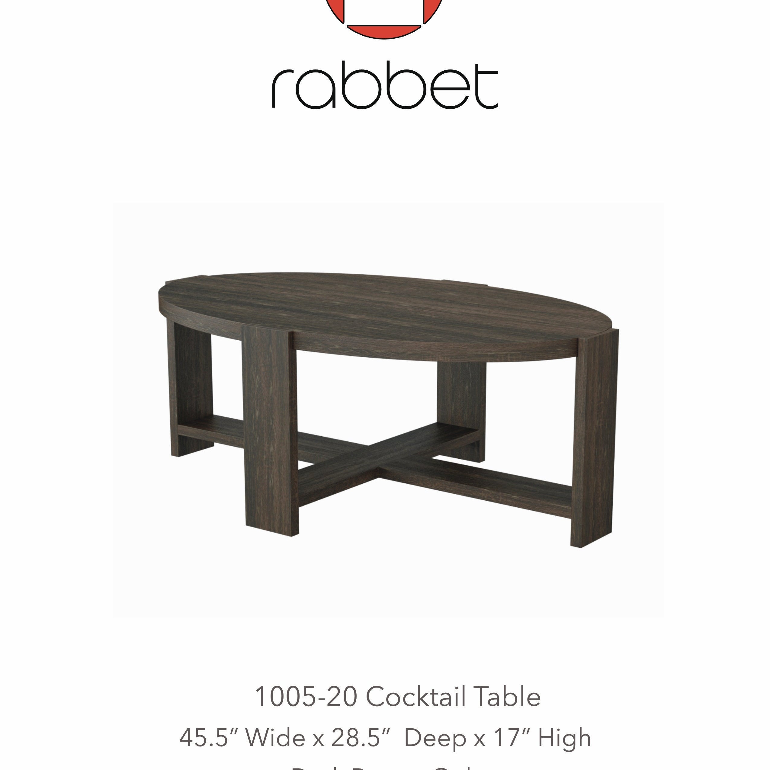 Rabbet Home 1005-20 Cocktail Table Tear Sheet