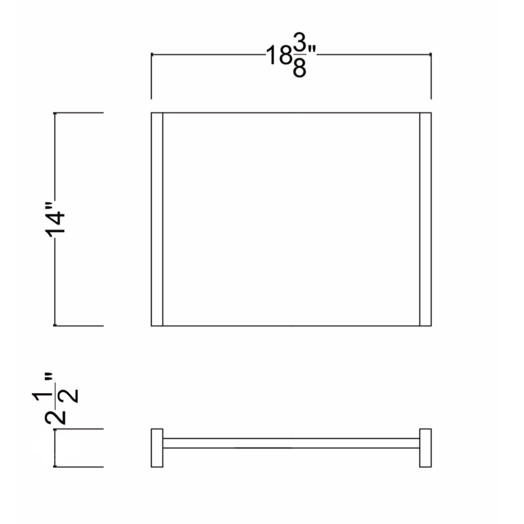Dimensioned line drawing of the Rabbet Home 1008-70 Table Top Tray