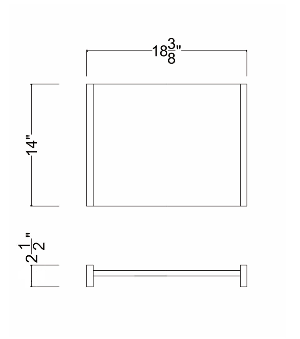 Dimensioned line drawing of the Rabbet Home 1008-70 Table Top Tray