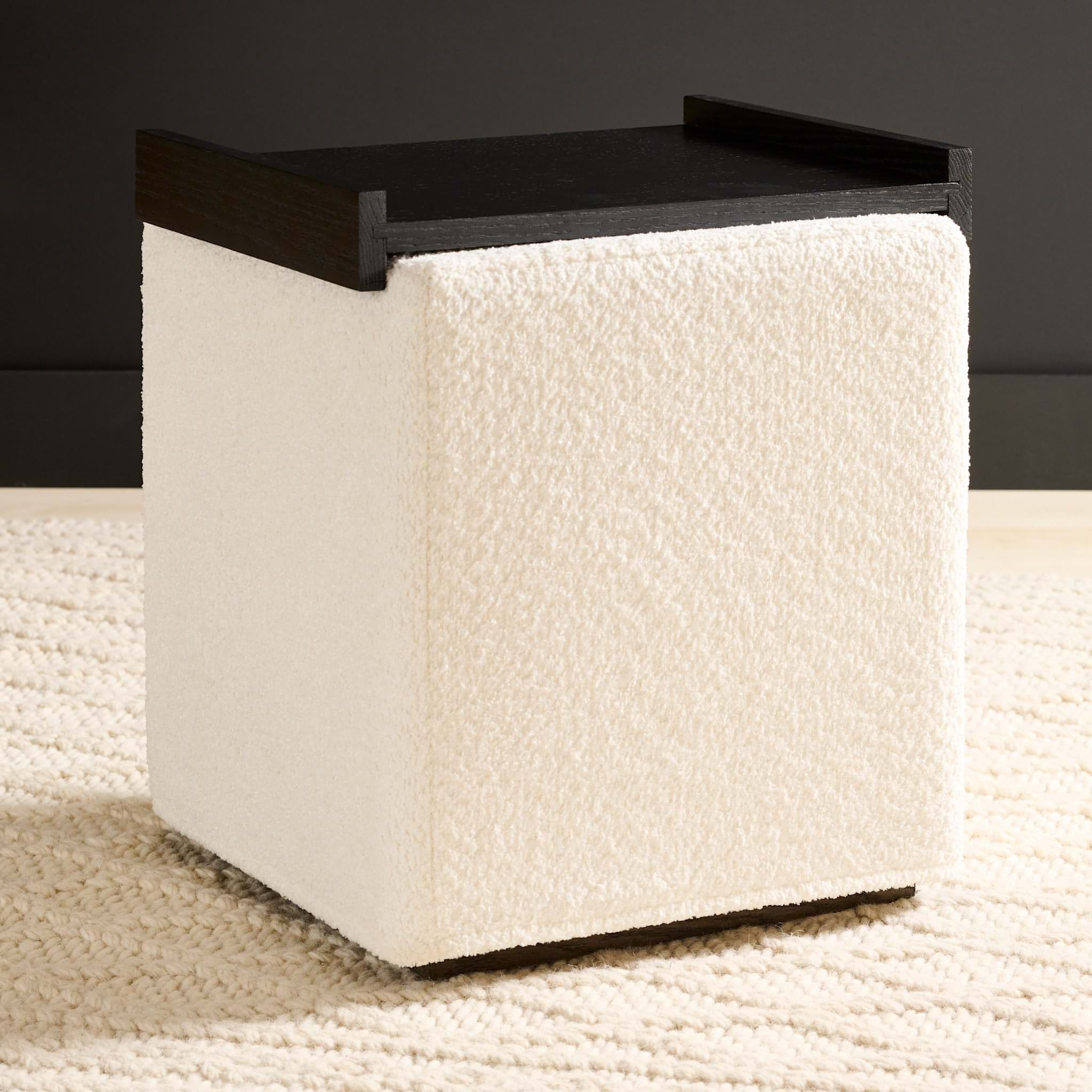 Picture of the Rabbet Home 1008-70 Ebonized Oak e Top Tray on the 1008-60 Ottoman