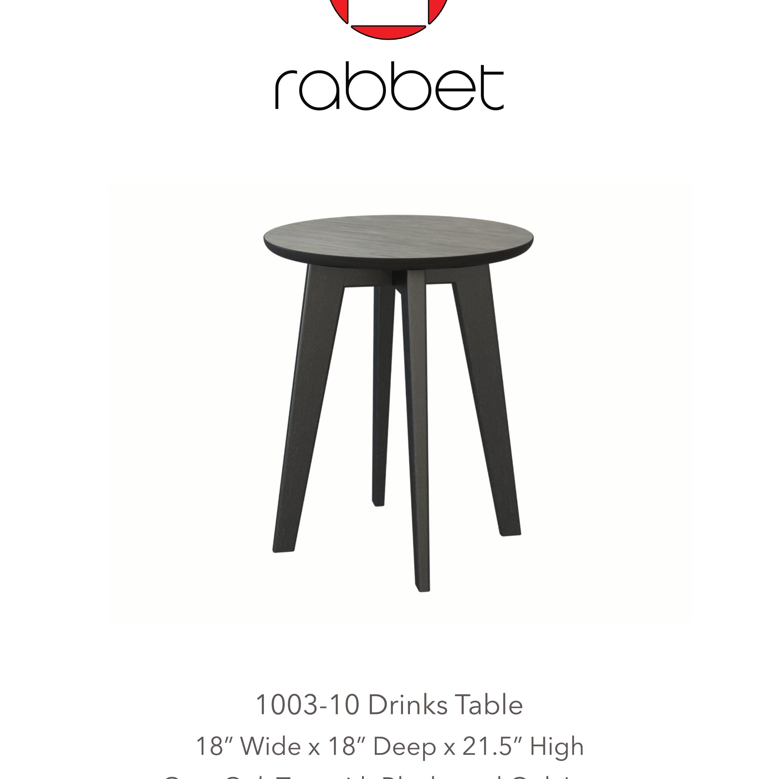 Rabbet Home 1003-10 Drinks Table Grey Oak Top Ebonized Oak Legs Tear Sheet