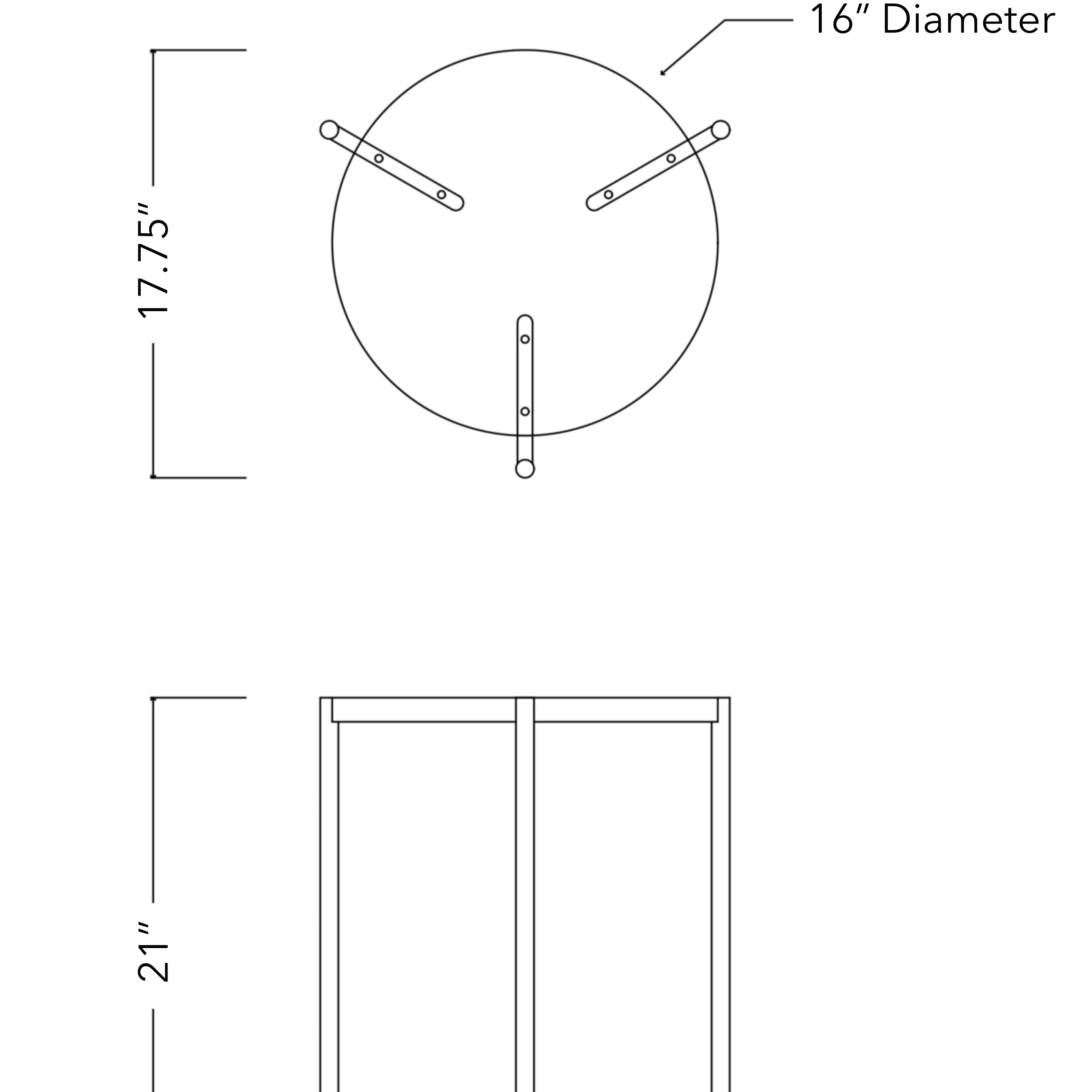Rabbet Home 1004-10 Drinks Table Dimensioned Line Drawing